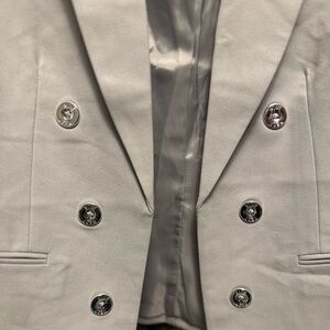 Nine West Light Gray Blazer with Silver Buttons